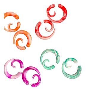 Set Of 4 Pairs Of Fake Guage Earrings In Assorted Colors Resin Material For Wome